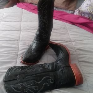 Ostrich Leather Cowboy Boots